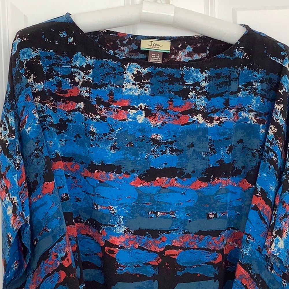 Issa London Blue and Black Abstract Tunic XL